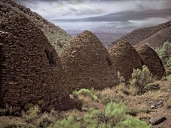 Death Valley is such an unlikely place for a charcoal kiln since there are few trees.  The Wildrose Charcoal Kilns, completed in 1877, are photographed in "colored infrared" i.e. the color from a visible light photo combined with the luminosity of infrared, a technique I invented.