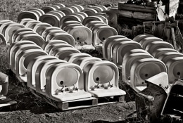 Rows of stacked sinks removed and piled into the desert along with all other crazy things.  Goldfield, NV.