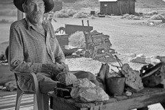 Seldom Seen Slim is sitting among his collections and tools.  This old silver miner enjoyed a quiet moment out of the heat before heading back to his silver mine in the mountains.  The town of Ballarat, CA, is an official ghost town and he has become one of the ghosts.